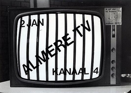 Testbeeld Almere TV, foto Jos Jongerius, 1984